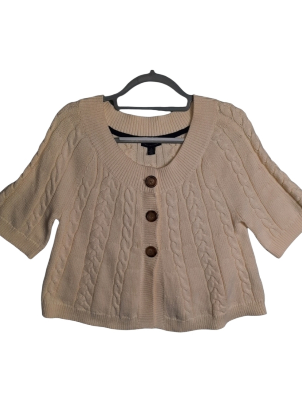 Tommy Hilfiger Buttercream Cable Knit Crop Cardigan SZ M